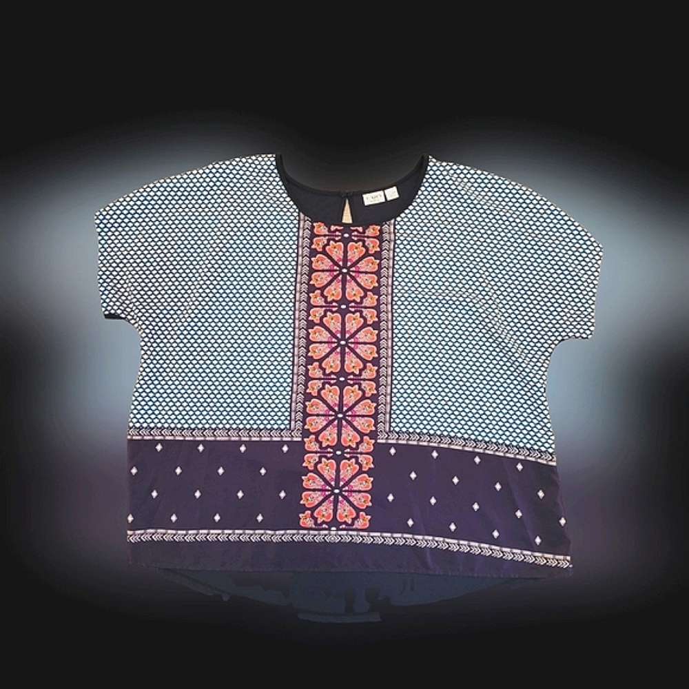 Cato Navy Blue and Pink Tunic Blouse 22/24